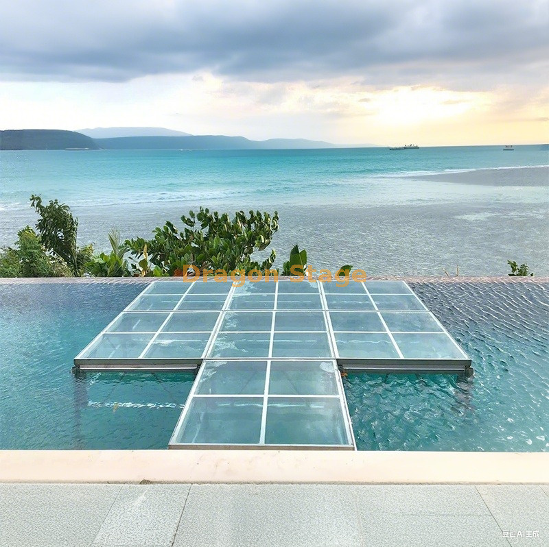 Swimming Pool Glass Walkway Stage Сцена на бассейн