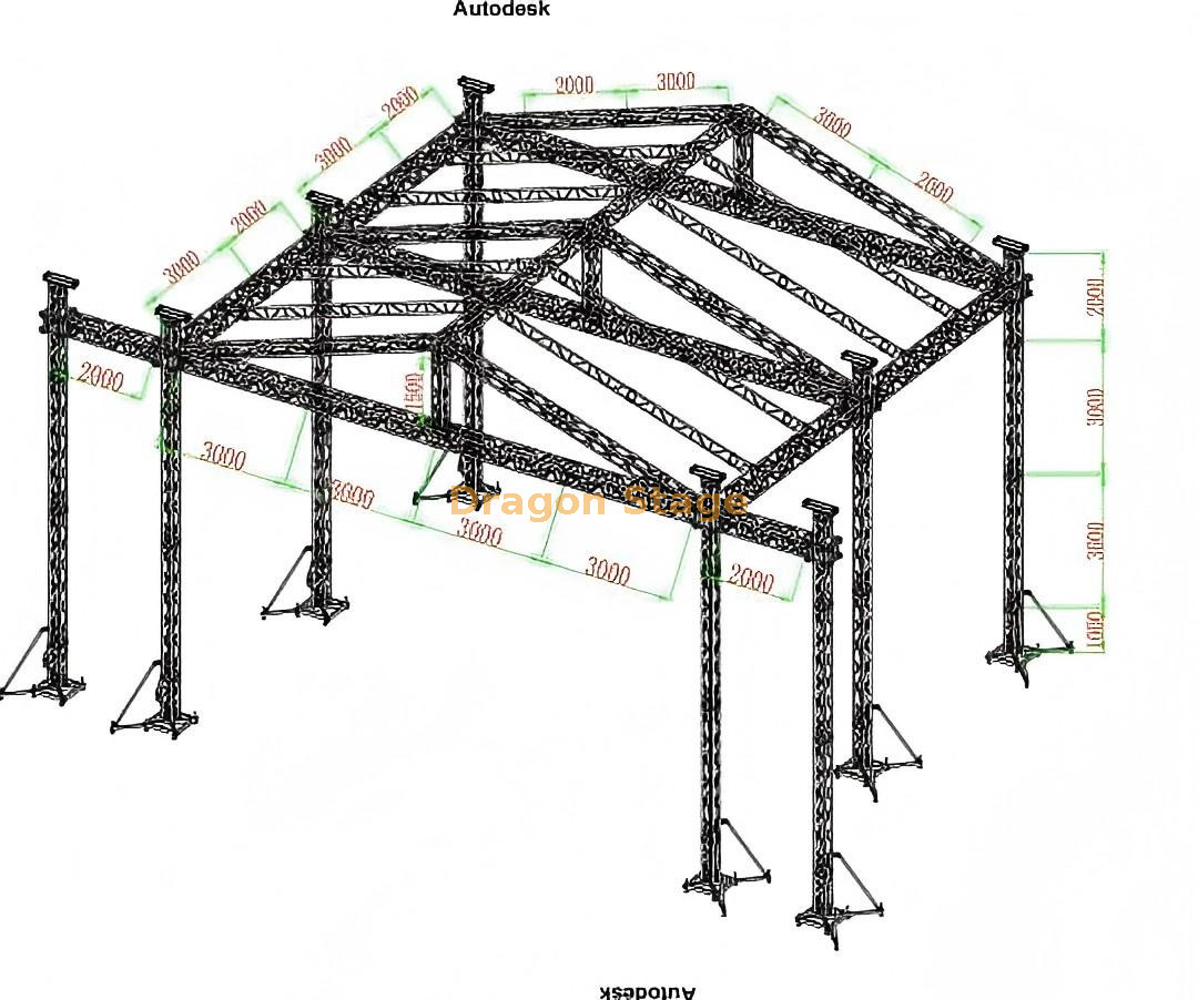 Custom Outdoor Concert Event Aluminum Portable Light Sound Truss System 12x10x9m Пользовательский концертный концертный концертный концерт алюминиевый