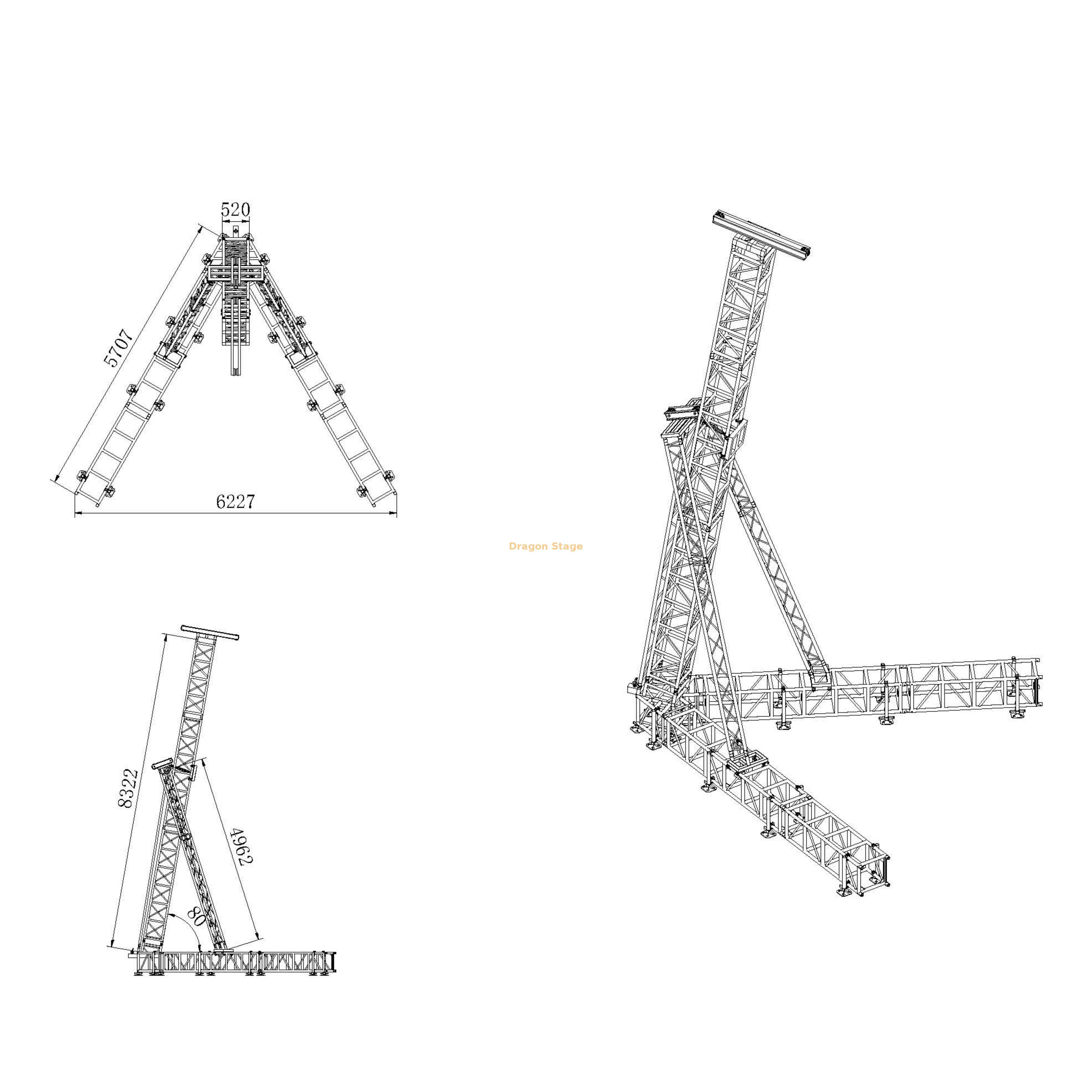 aluminum PA TowerLine Array Speaker Truss 8m Алюминиевая папоротная динамика Towerline Truss 8m