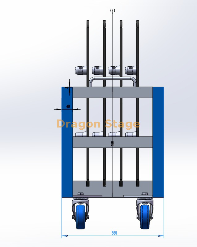 Truss Base Plate Transport Cart for 4 × 600mm Bases (2) Тележка для транспортировки опорной плиты фермы для оснований 4 × 600 мм (2)