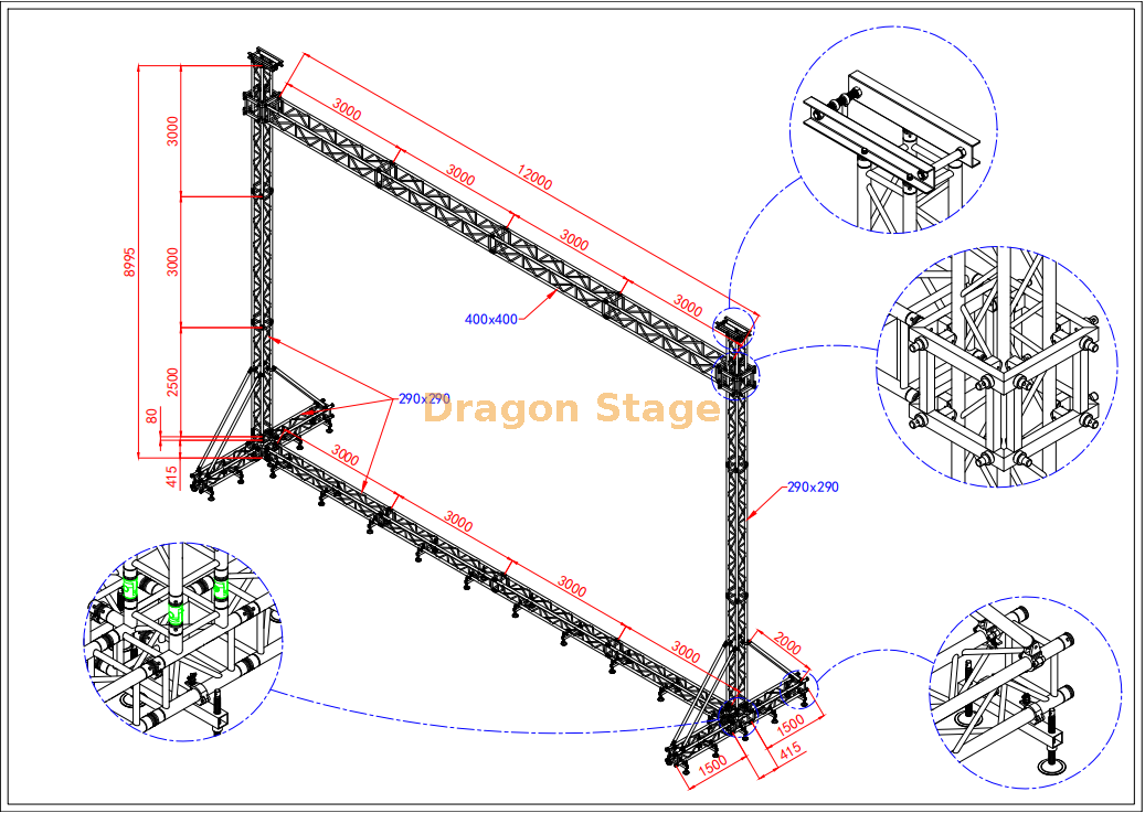 12x8.5m Heavy Duty Aluminum Mobile LED Screen Portal Truss System Сверхмощная алюминиевая передвижная ферменная система со светодиодным экраном 12x8,5 м