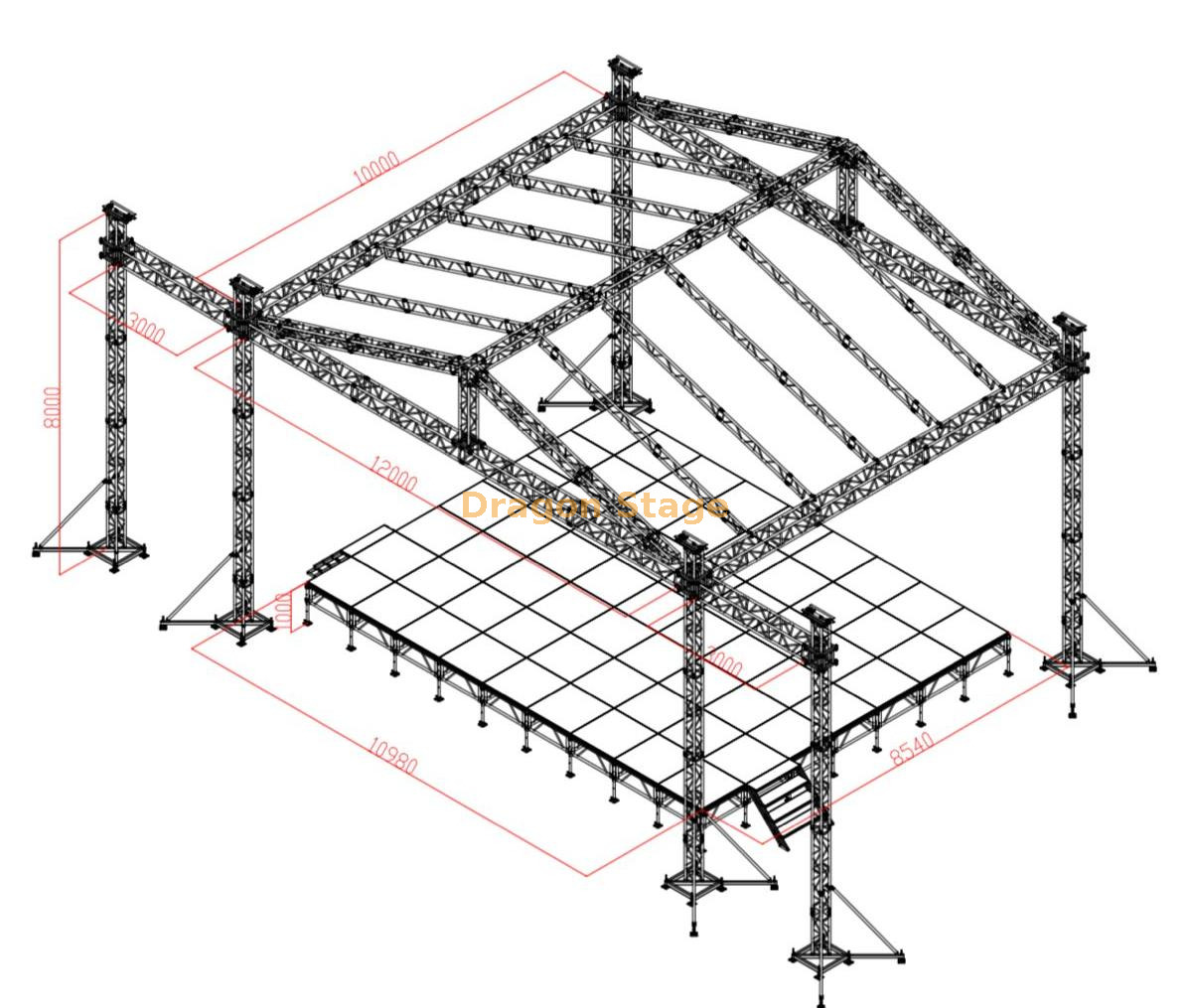 Silver Stand Event Truss with Roof 12x10x8m Серебряная стенда Трусс с крышей 12x10x8m
