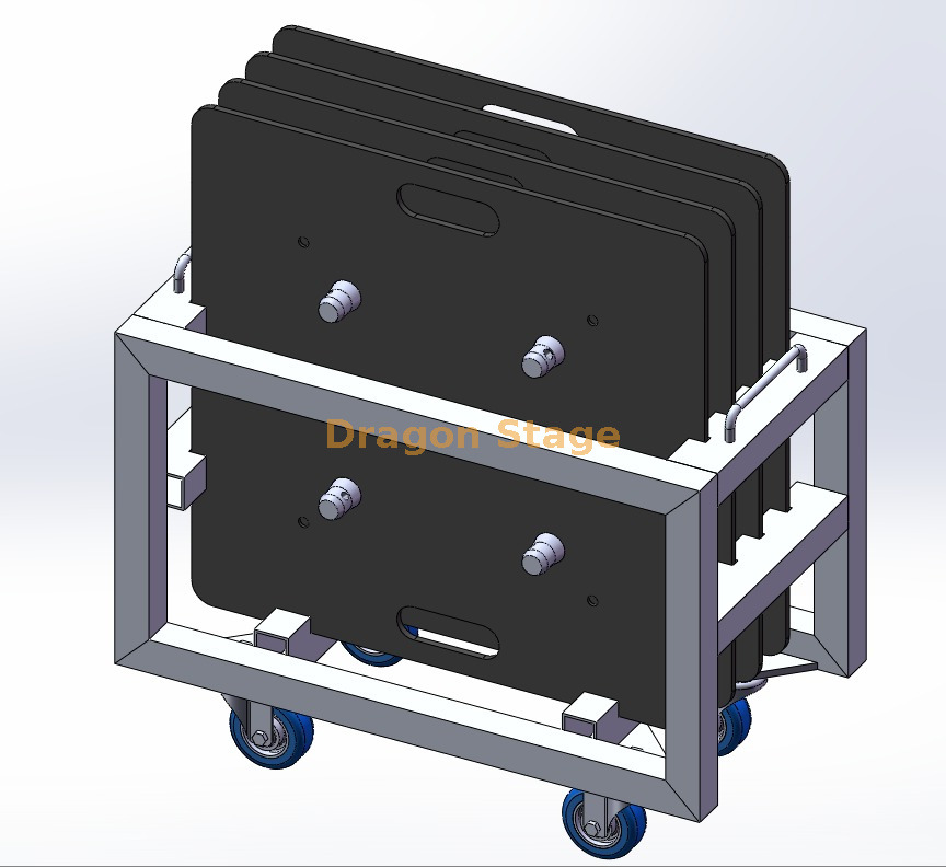 Truss Base Plate Transport Cart for 4 × 600mm Bases (1) Тележка для транспортировки опорной плиты фермы для оснований 4 × 600 мм (1)