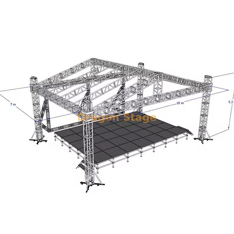 10x7m aluminum stage event truss with 5m height Алюминиевая ферма для сцены размером 10х7 м и высотой 5 м.