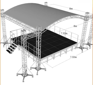 Алюминиевые сцены с изогнутыми фермами на крыше 8x8x8m