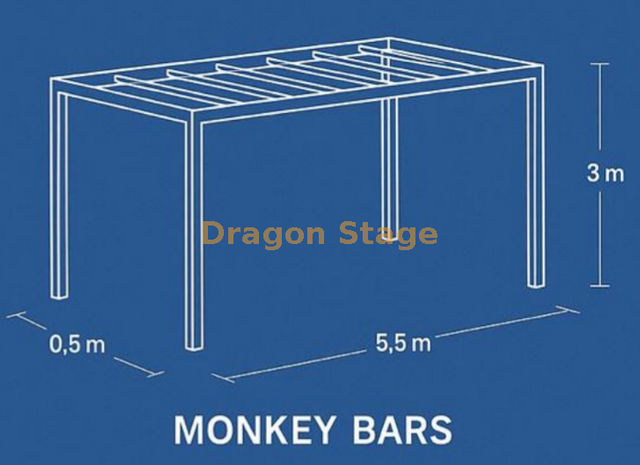 Ниндзя Физическое соревнование обезьяны бары 5,5x0,5x3m
