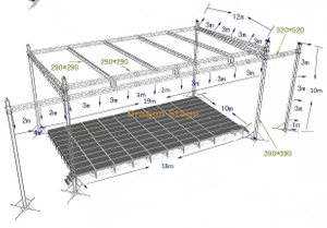 Пользовательская плоская сцена Foof Stage System 20x12x10m