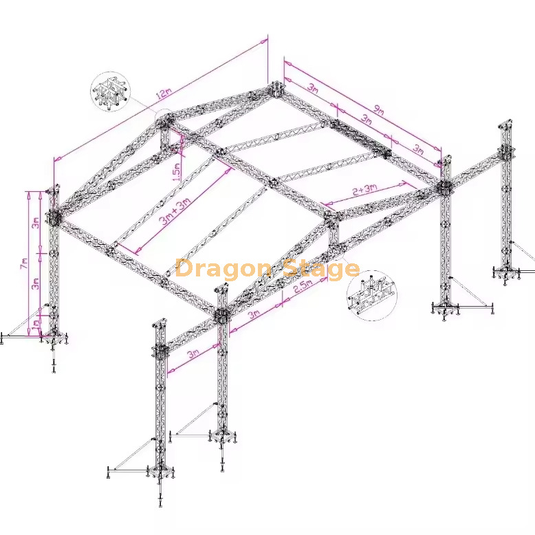Концертный динамик крыша фермы 12x9x7m