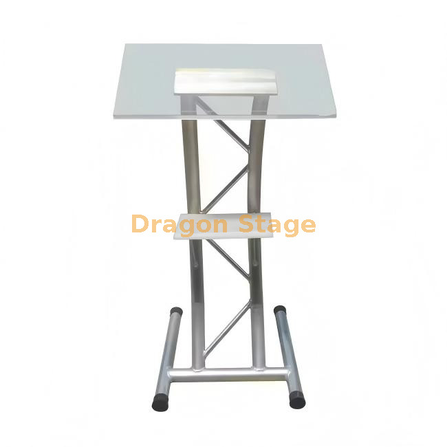 Современный прозрачный акриловый подиум с серебряной алюминиевой ферменной рамой