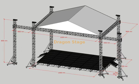 Сцена мобильной живой музыки для музейной выставки 12x8x8m