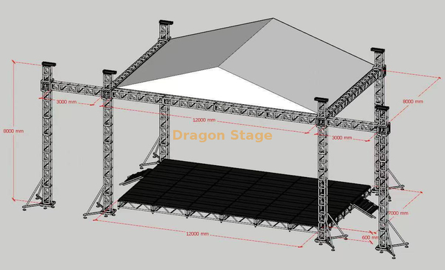 Сцена мобильной живой музыки для музейной выставки 12x8x8m