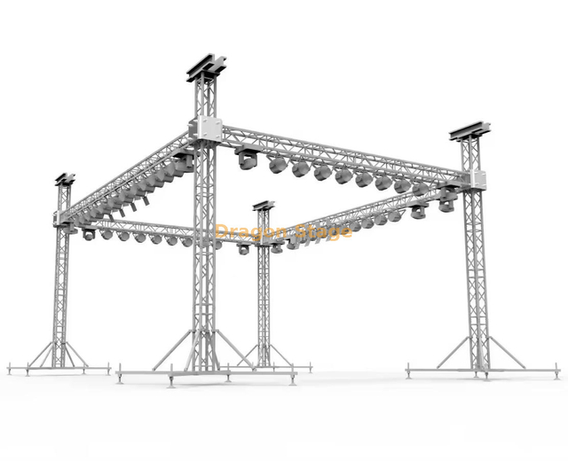 Выставочный стенд алюминиевой ферменной конструкции для мобильной портативной системы освещения DJ 6x6x5m