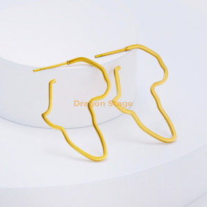 Оптовые заявления обручи преувеличивают на заказ женщины из нержавеющей стали двойной конго 11 см. Африканская золотая африканская карта серьги карты