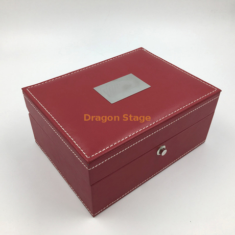 Wine Red Pu Кожаная часовая коробка роскошные часы Упаковка Подарочная коробка дизайн вашей собственной коробки для часов с металлической тарелкой