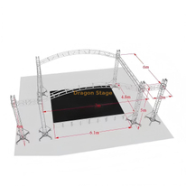 Алюминиевая изогнутая ферменная система сцены на крыше 7x6x5 м с крыльями динамиков длиной 2 м