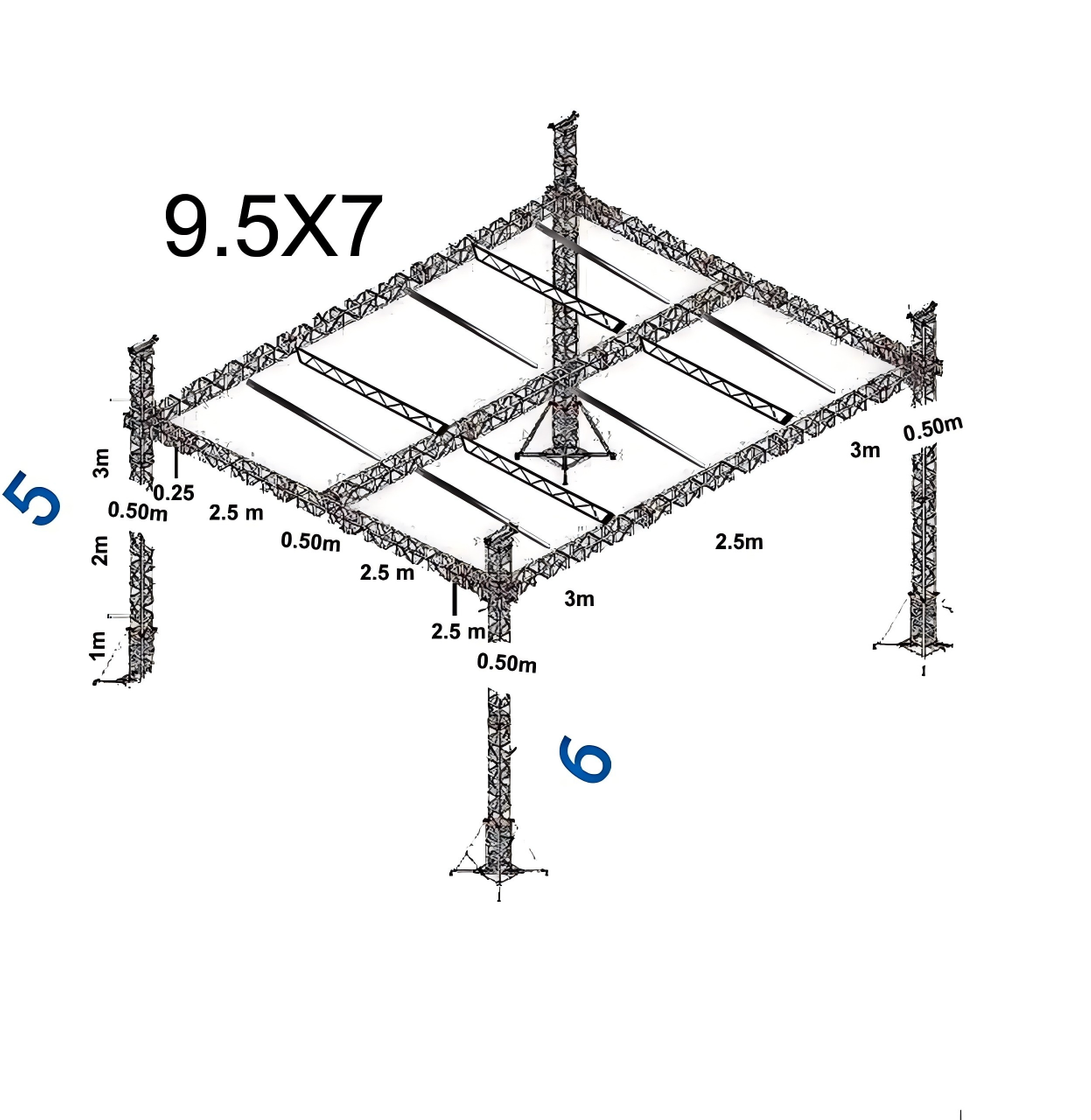 Легкая быстрая плоская ферма на крыше 9,5x7m