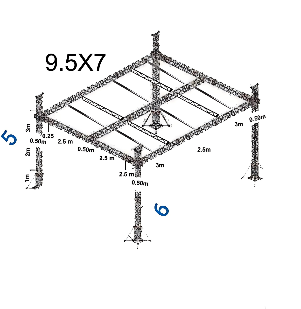 Легкая быстрая плоская ферма на крыше 9,5x7m