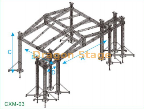Большая ферма концертной сцены 20x12x8 с ферменной башней PA высотой 2 м