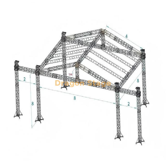 Профессиональная ферменная система крыши с большим пиком 8x8x8m