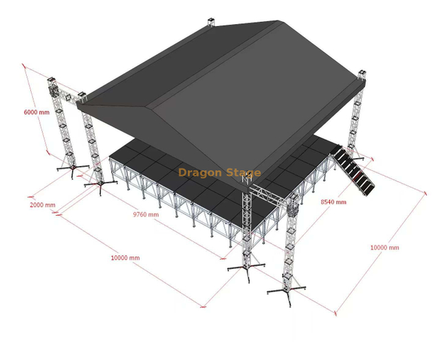 Концертная сцена на открытом воздухе ферма 10x10x6m