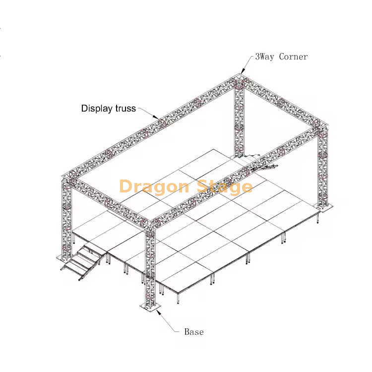 Алюминиевая ферменная конструкция 5кс7кс4.5м этапа события регулируемой высоты на открытом воздухе