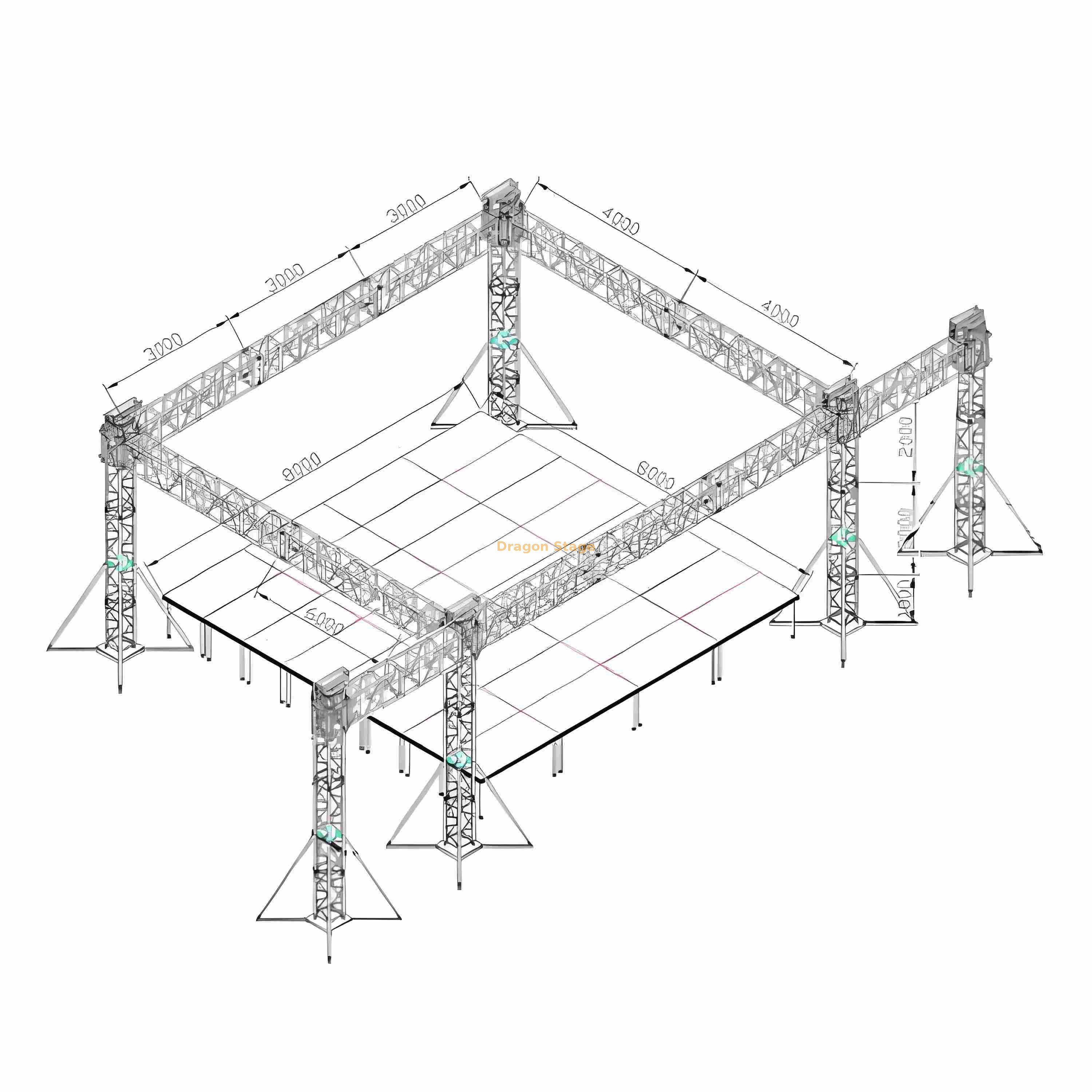 Алюминиевая наружная сценическая сценическая фонарь Трусс 9x8x5m