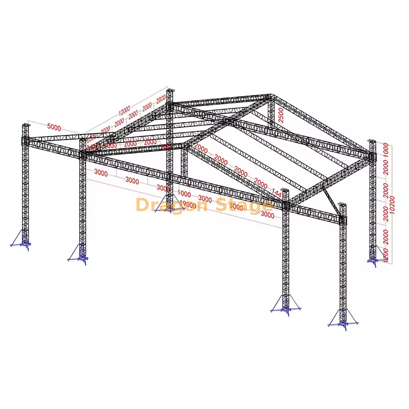 Профессиональная концертная крыша 19x12x10 м со светодиодными крыльями длиной 5 м