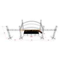 6x4x4m Custom Curve Roof Stage Furss со светодиодными крыльями 3M 