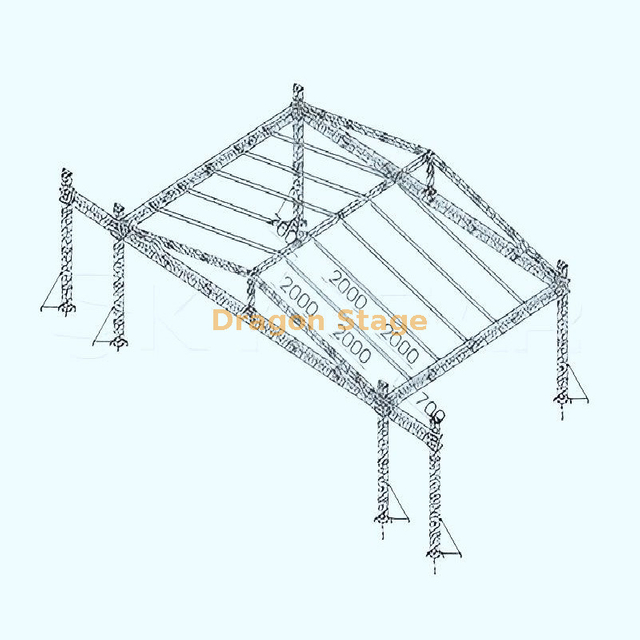 Ферменная система на алюминиевых болтах пиковой крыши 12x10x7 м с крыльями динамиков длиной 3 м
