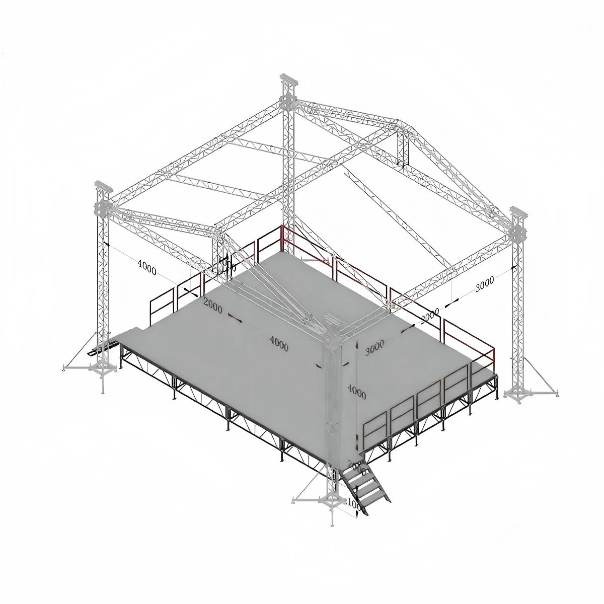 Портативная индивидуальная открытая сценическая площадка с крышей