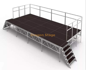  32x16ft Outdoor Aluminum Portable Stage Stage Stage 4x8ft Deck с сценическими рельсами 9,76x4,88 м. Высота высотой 0,8-1,2 м.