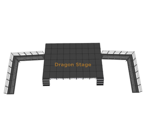Профессиональная портативная алюминиевая сценическая система размером 10,98x7,32 м с пандусами ADA, 2 лестницами и регулируемой высотой 0,8–1,2 м.