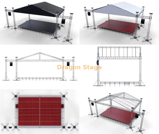 Ферменная система пиковой крыши 16x10x10 м с двойными крыльями со светодиодным экраном длиной 3 м (высота 10 м, алюминиевая ферменная втулка)