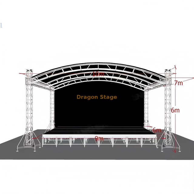 Алюминиевая изогнутая ферменная система на крыше 10x7x6 м — профессиональная модульная осветительная установка для концертов высотой 6 м