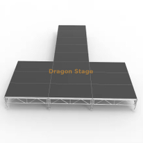 Модульный алюминиевый сценический комплект Т-образной формы 8,54x9,76 м | Профессиональная взлетно-посадочная полоса с регулируемой высотой 0,4–0,8 м