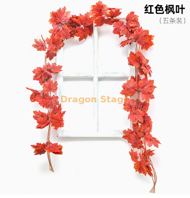 Смоделированная красная кленовая листья винограда Виноградная стена, висящие поддельные деревья листья хэллоуина демонстрация тематической тему Новая красная кленовая лоза -5 полоски