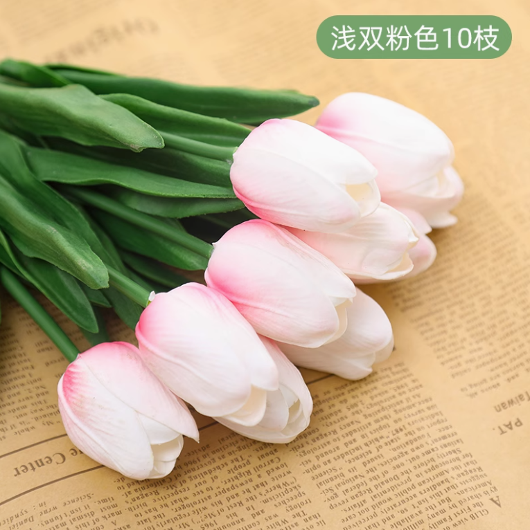 浅双粉郁金香 (50 枝)