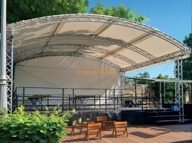 Мобильная стадии кривая кровельная ферма система с крышкой 8.70x6.5x5m