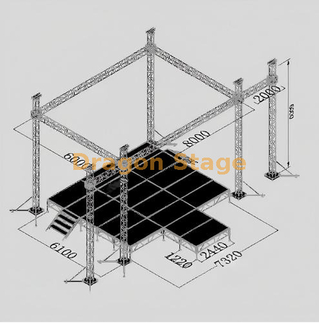 Ферменная система 8x6x6m для наружного концертного освещения