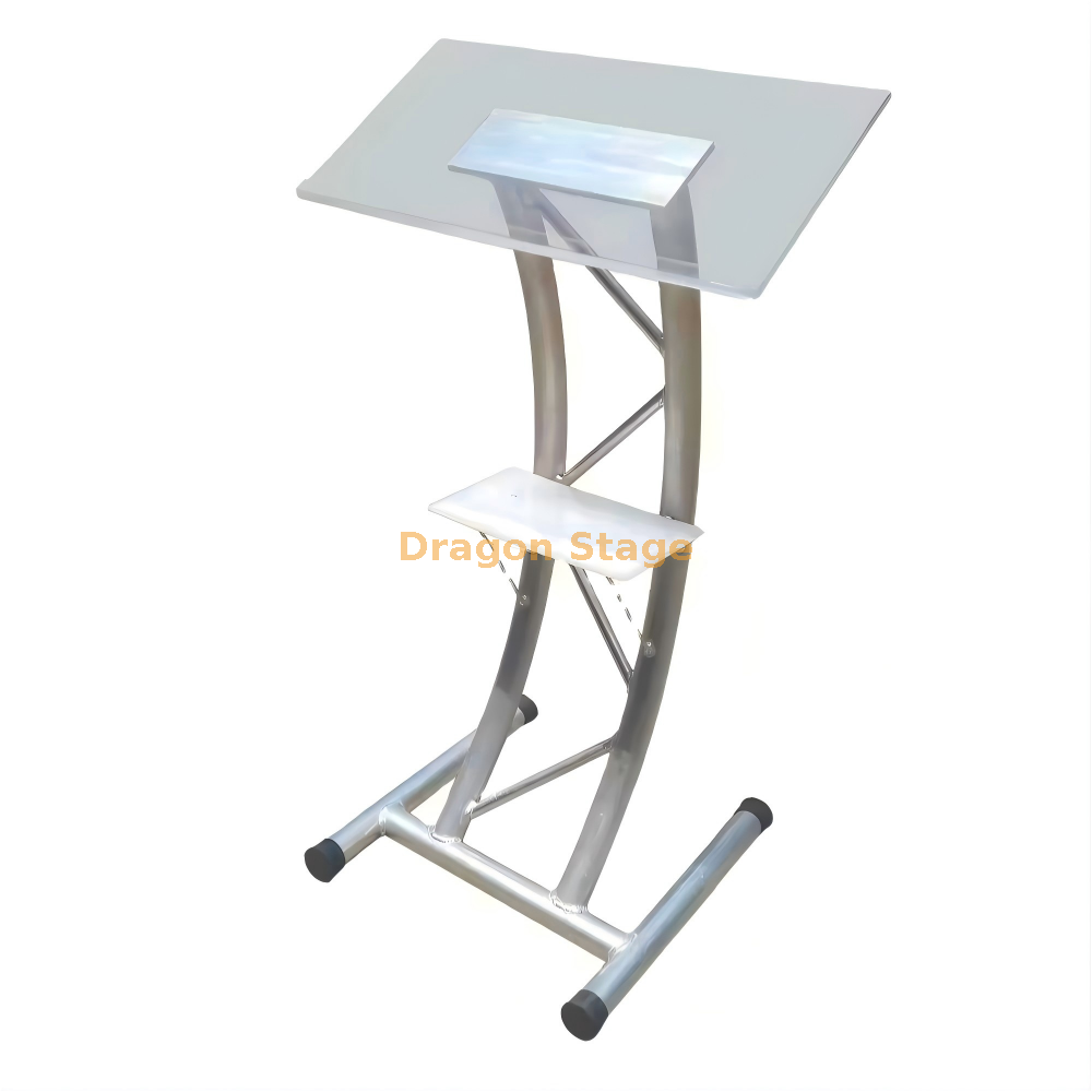 Современный прозрачный акриловый подиум с серебряной алюминиевой ферменной рамой