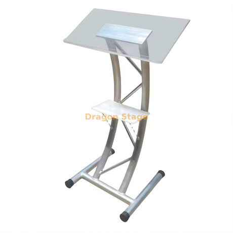 Современный прозрачный акриловый подиум с серебряной алюминиевой ферменной рамой