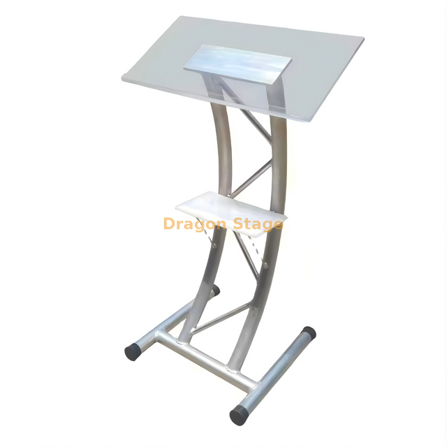 Современный прозрачный акриловый подиум с серебряной алюминиевой ферменной рамой