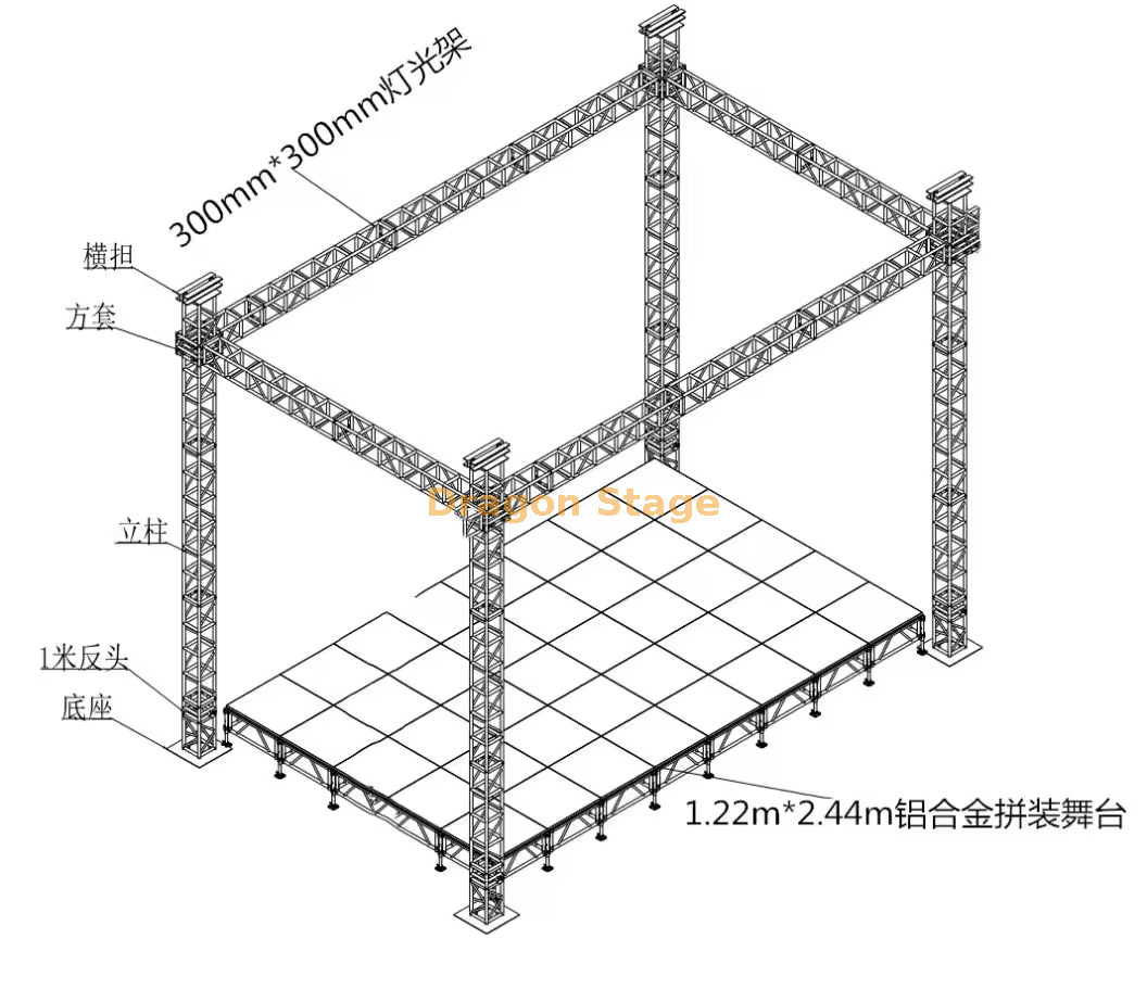 Изготовленная на заказ алюминиевая ферма церковного освещения 9x6x6m